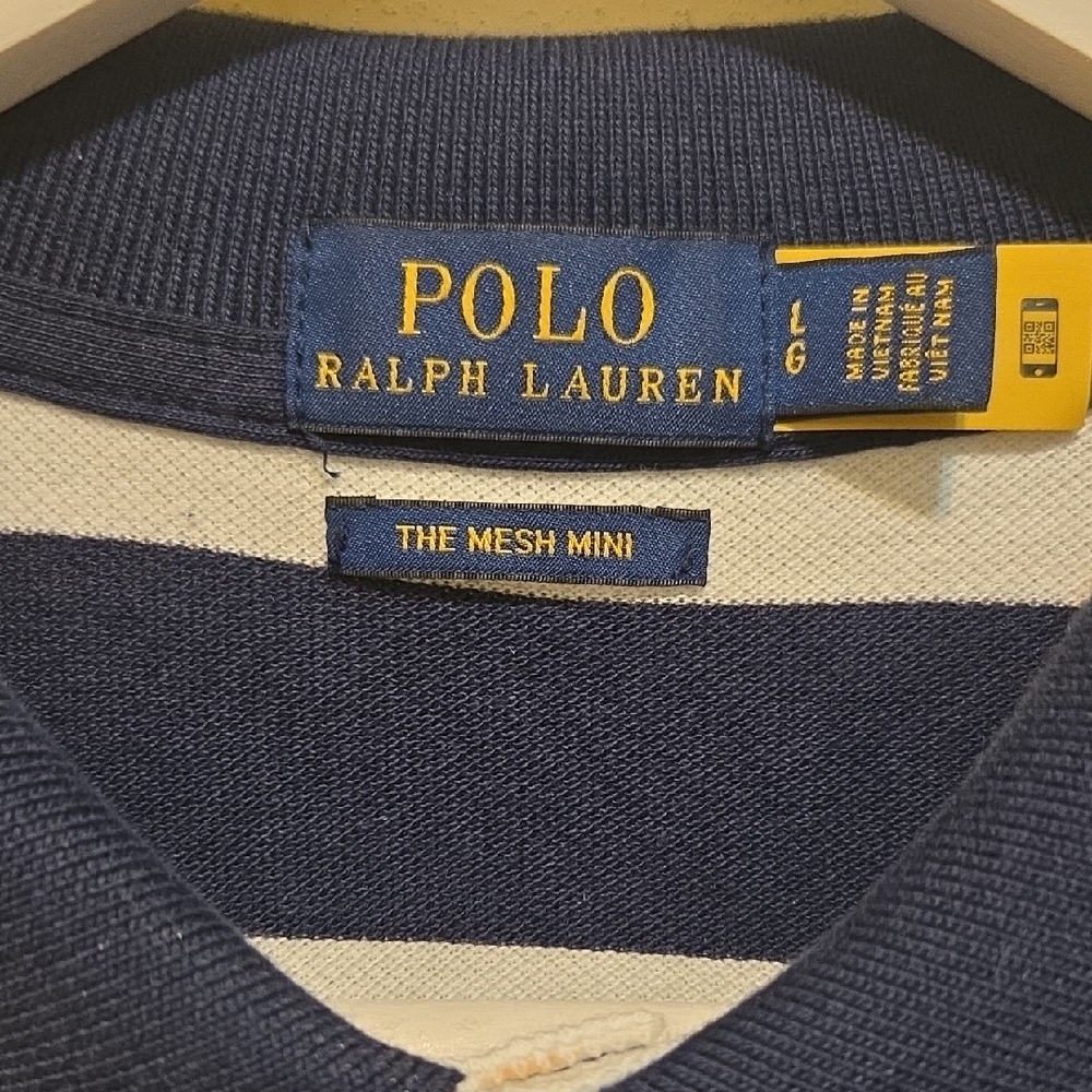 Polo By Ralph Lauren Navy and White Rugby Striped Mini Preppy Dress Size L - Picture 4 of 12